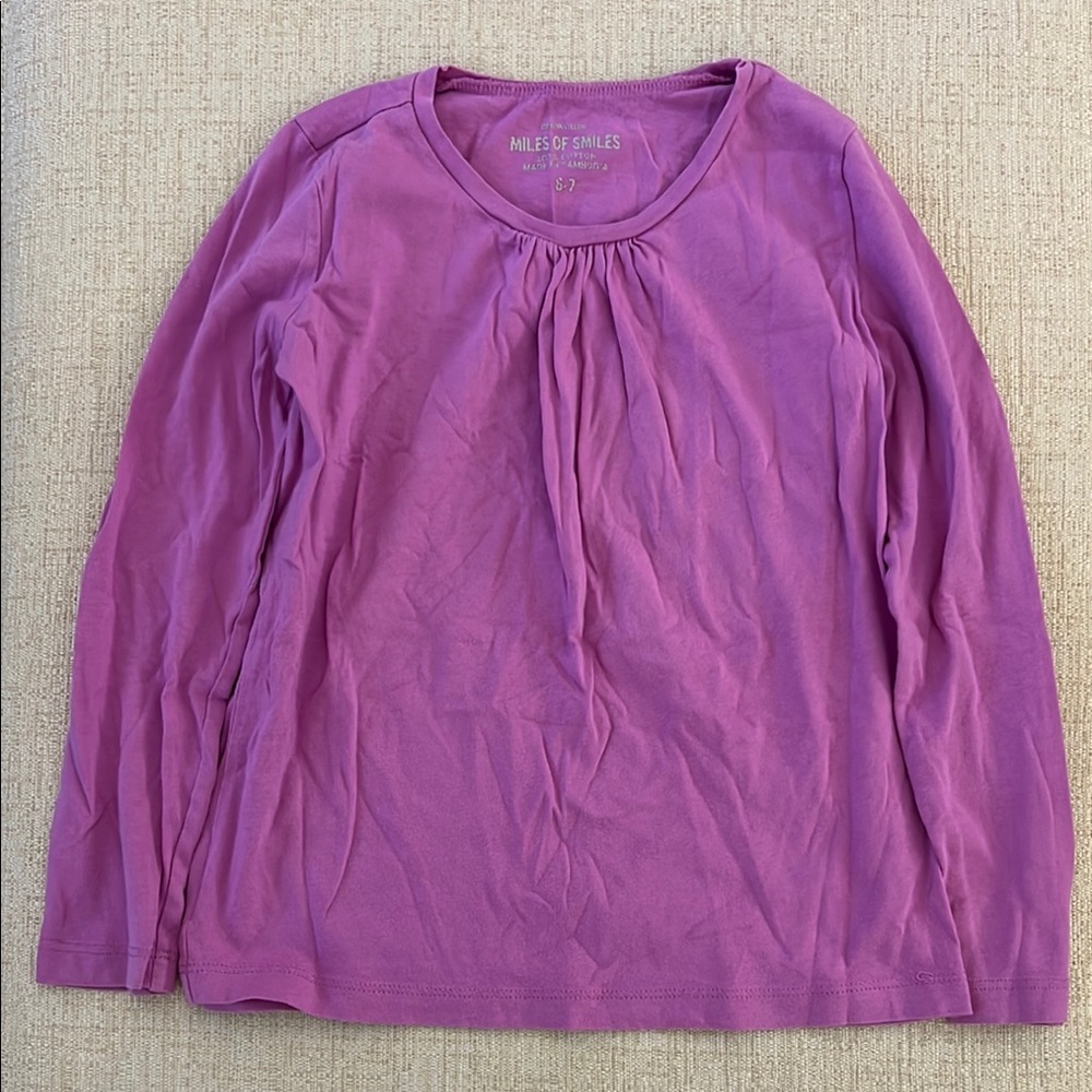 Crewcuts Vibrant Purple Long Sleeve Tee with Rounded Neckline